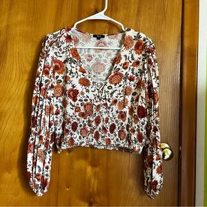 ELA Ruffle Floral Peasant Top